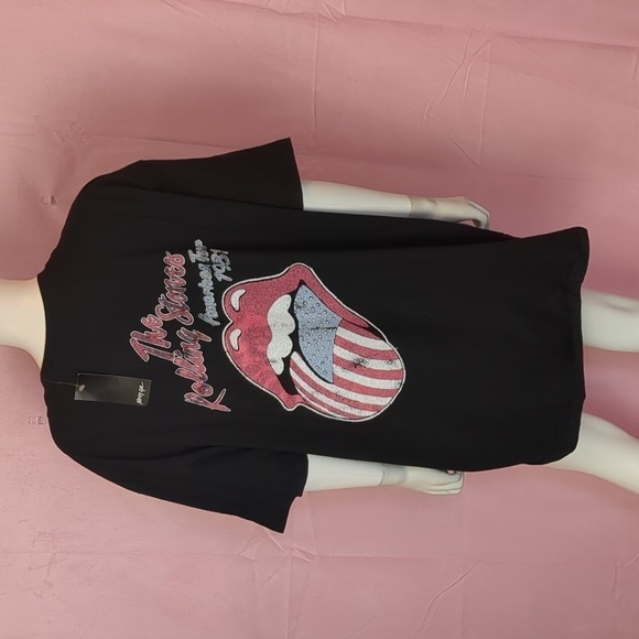 Nasty Gal The Rolling Stones Graphic Band Tee Shirt Dress size Large - Picture 1 of 4